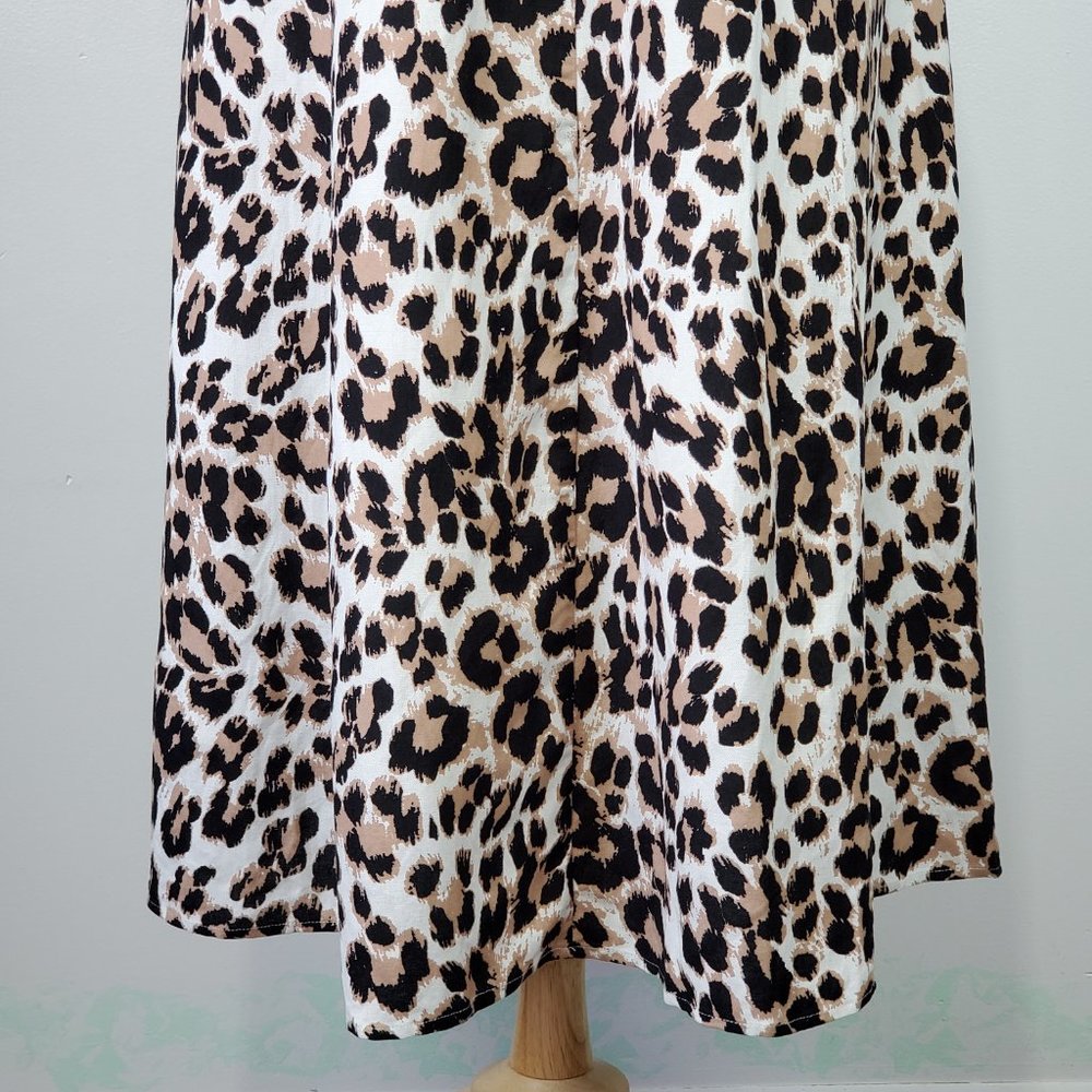 Ashley Stewart Linen Blend Animal Print Square Neck Dress With Pockets Size 14 - Picture 10 of 16